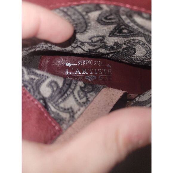 L'Artiste by Spring Step Floral Ankle Boots Waterlily Brown Zipper Leather Size - Picture 8 of 9